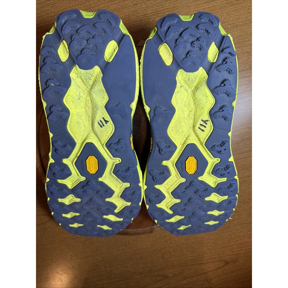 HOKA ONE ONE Men's Shoes Size 14 2E Speedgoat 5 Wide Stone Blue/ Dark Citron - Picture 13 of 16